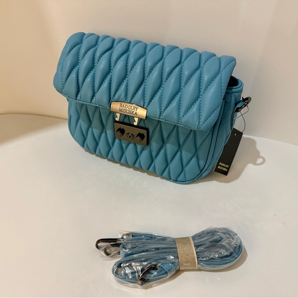 Badgley Mischka Handbags - Badgley Mischka Teal Quilted Crossbody Bag